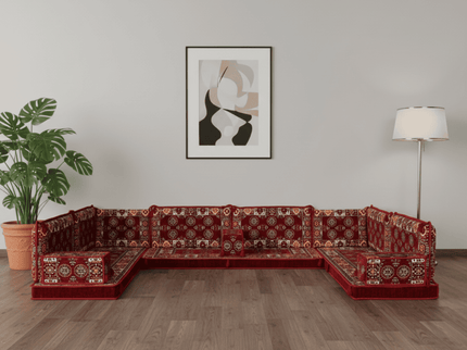 Bukhara U-shaped Arabic floor sofa, Burgundy 4-inch, photo 5