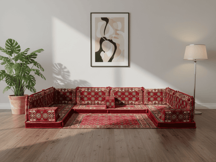 Bukhara U-shaped Arabic floor sofa, Burgundy 4-inch, photo 4