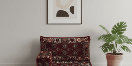 Arabic Half Loveseat Sofa – Maroon Half Loveseat with 4 and 8 Inch Cushion Options