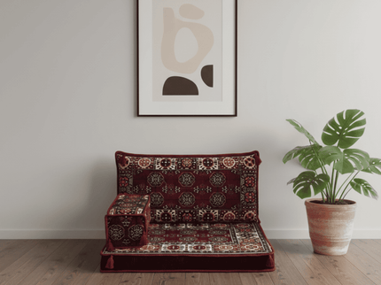Bukhara Arabic majlis half loveseat, Burgundy, photo 1