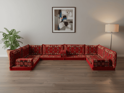 Bukhara U-shaped Arabic floor sofa, Red 4-inch, photo 5