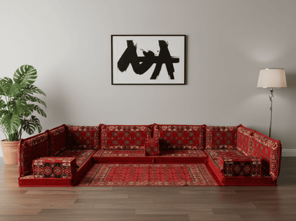 Bukhara U-shaped Arabic floor sofa, Red 4-inch, photo 4