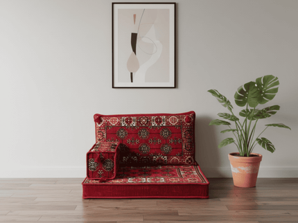 Bukhara Arabic majlis half loveseat, Red, photo 1