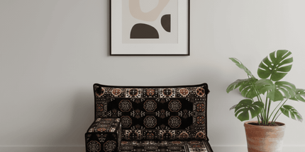 Arabic Half Loveseat Sofa – Navy Half Loveseat with 4 and 8 Inch Cushion Options