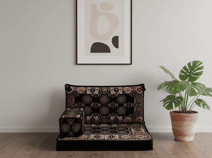 Bukhara Arabic majlis half loveseat, Navy, photo 1