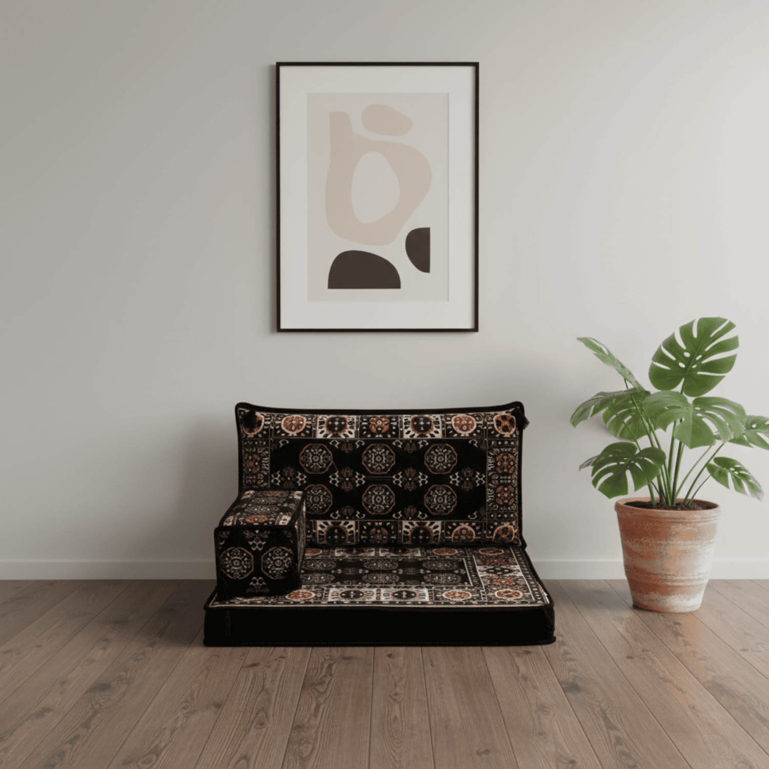 Arabic Half Loveseat Sofa – Navy Half Loveseat with 4 and 8 Inch Cushion Options