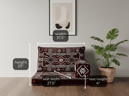 Cappadocia Kilim Arabic majlis half loveseat, Burgundy, photo 2