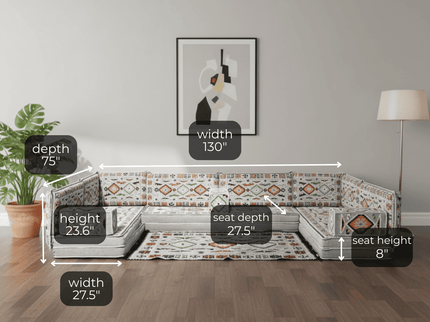 Cappadocia Kilim U-shaped Arabic floor sofa, Gray 8-inch, photo 3