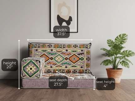 Cappadocia Kilim Arabic majlis half loveseat, Gray, photo 2