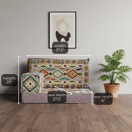 Arabic Half Loveseat Sofa – Gray Half Loveseat with 4 and 8 Inch Cushion Options