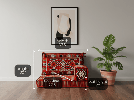 Cappadocia Kilim Arabic majlis half loveseat, Red, photo 2