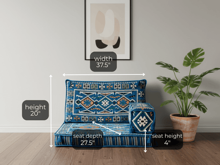 Cappadocia Kilim Arabic majlis half loveseat, Light Blue, photo 2