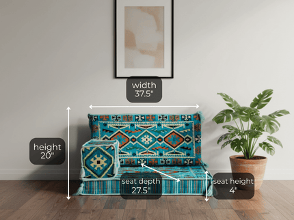 Cappadocia Kilim Arabic majlis half loveseat, Turquoise, photo 2