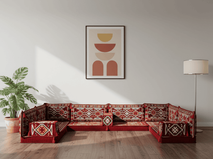 Cappadocia Kilim U-shaped Arabic floor sofa, Burgundy 4-inch, photo 5