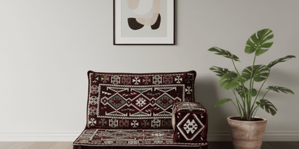 Arabic Half Loveseat Sofa – Maroon Half Loveseat with 4 and 8 Inch Cushion Options