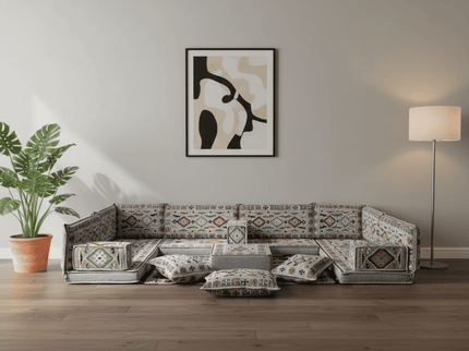 Cappadocia Kilim U-shaped Arabic floor sofa, Gray 4-inch, photo 1