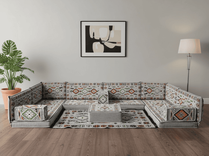 Cappadocia Kilim U-shaped Arabic floor sofa, Gray 4-inch, photo 3