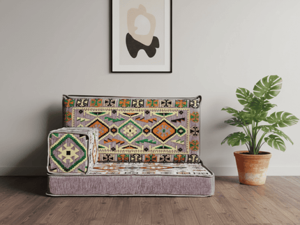 Cappadocia Kilim Arabic majlis half loveseat, Gray, photo 1