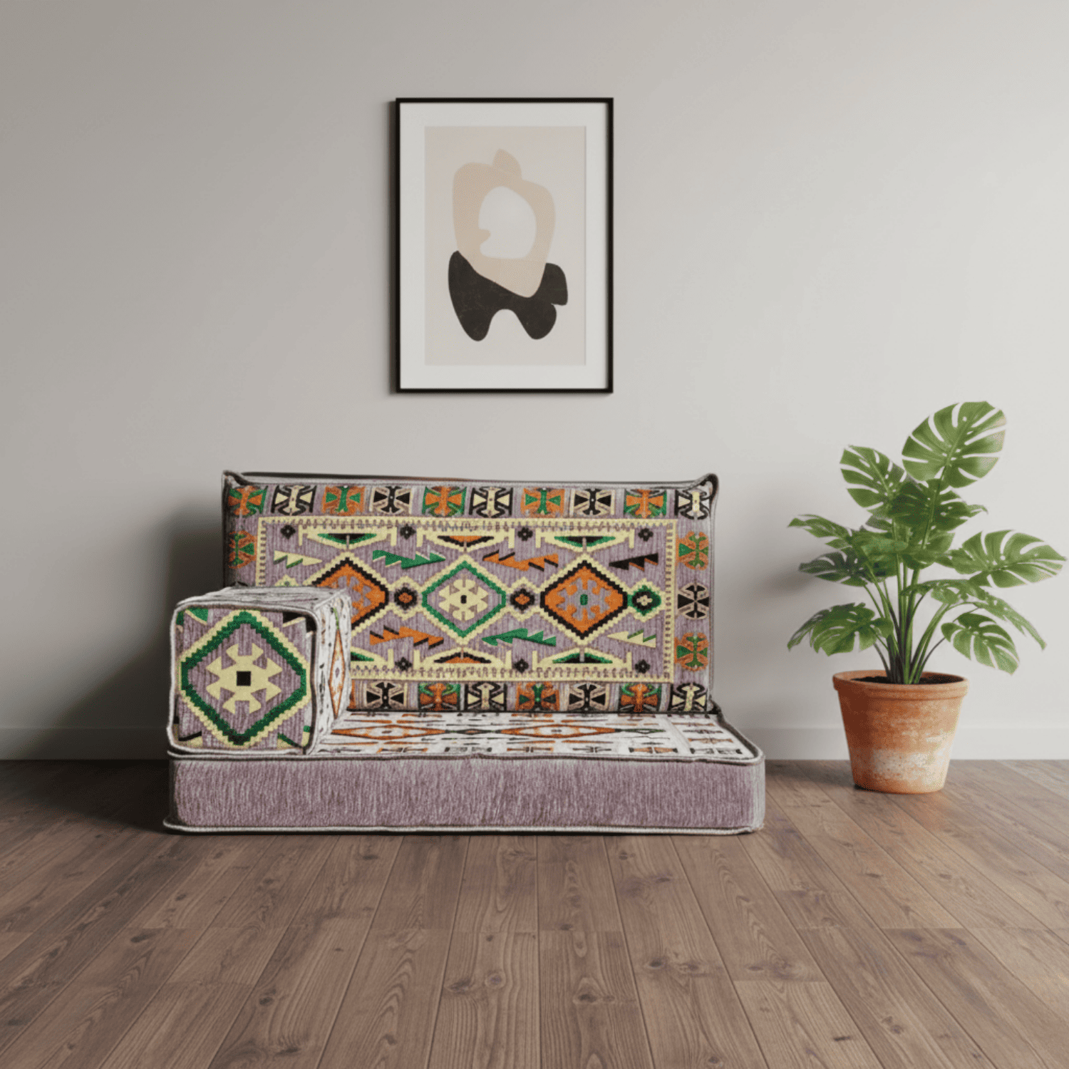 Arabic Half Loveseat Sofa – Gray Half Loveseat with 4 and 8 Inch Cushion Options