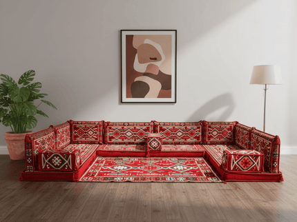 Cappadocia Kilim U-shaped Arabic floor sofa, Red 4-inch, photo 4
