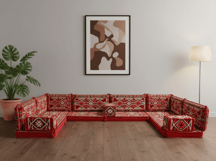 Cappadocia Kilim U-shaped Arabic floor sofa, Red 4-inch, photo 5