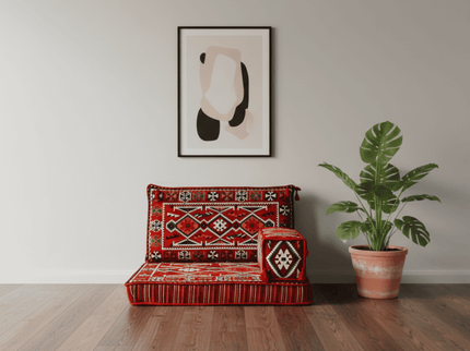 Cappadocia Kilim Arabic majlis half loveseat, Red, photo 1
