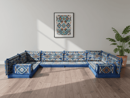 Cappadocia Kilim U-shaped Arabic floor sofa, Blue 4-inch, photo 5