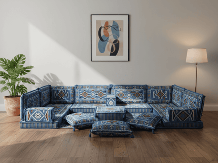 Cappadocia Kilim U-shaped Arabic floor sofa, Light Blue 4-inch, photo 1