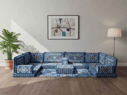 Cappadocia Kilim U-shaped Arabic floor sofa, Light Blue 4-inch, photo 3