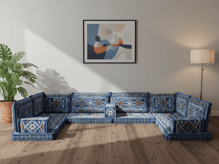 Cappadocia Kilim U-shaped Arabic floor sofa, Light Blue 4-inch, photo 5
