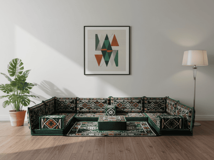 Cappadocia Kilim U-shaped Arabic floor sofa, Green 4-inch, photo 3