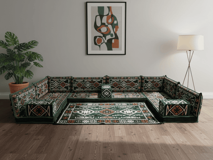 Cappadocia Kilim U-shaped Arabic floor sofa, Green 4-inch, photo 4