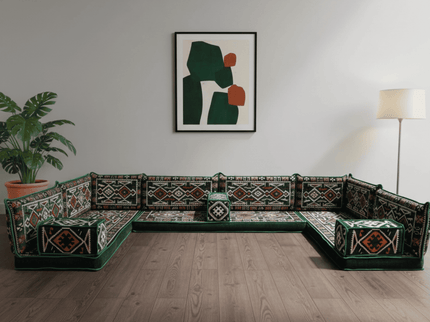Cappadocia Kilim U-shaped Arabic floor sofa, Green 4-inch, photo 5