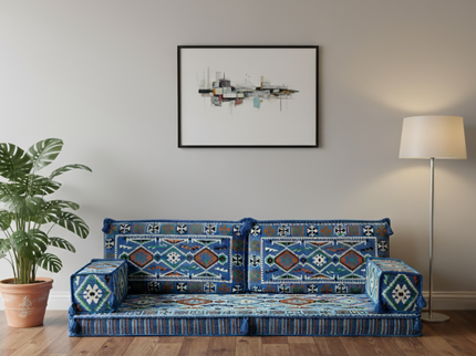 Cappadocia Kilim Arabic majlis loveseat, Light Blue, photo 2