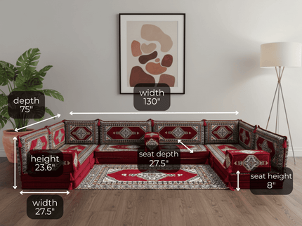 Topkapi U-shaped Arabic floor sofa, Burgundy 8-inch, photo 3