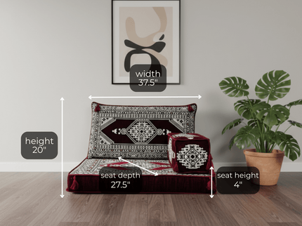 Topkapi Arabic majlis half loveseat, Burgundy, photo 2
