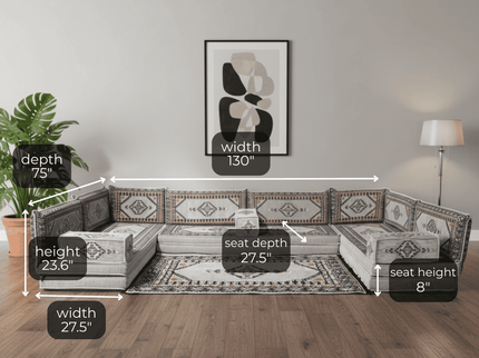 Topkapi U-shaped Arabic floor sofa, Gray 8-inch, photo 3