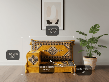 Topkapi Arabic majlis half loveseat, Yellow, photo 2
