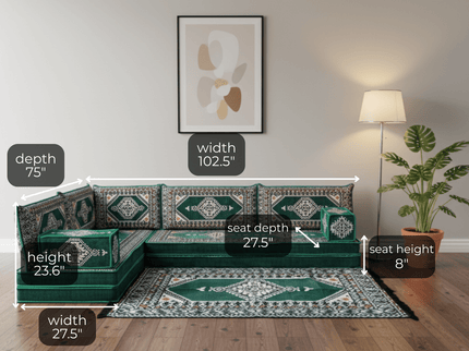 Topkapi L-shaped Arabic floor sofa, Green 8-inch, photo 2