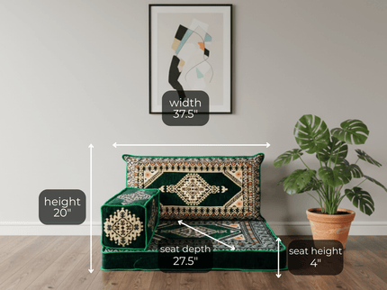 Topkapi Arabic majlis half loveseat, Green, photo 2