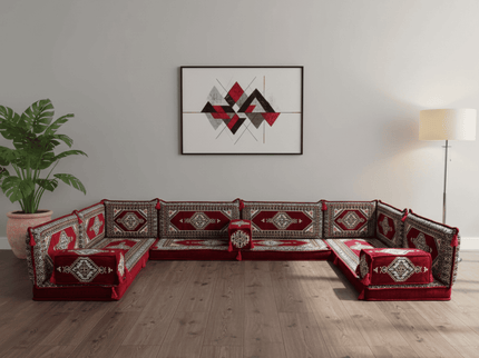 Topkapi U-shaped Arabic floor sofa, Burgundy 4-inch, photo 5