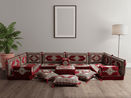 Topkapi U-shaped Arabic floor sofa, Burgundy 4-inch, photo 1