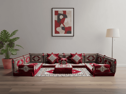 Topkapi U-shaped Arabic floor sofa, Burgundy 4-inch, photo 3