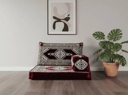 Topkapi Arabic majlis half loveseat, Burgundy, photo 1