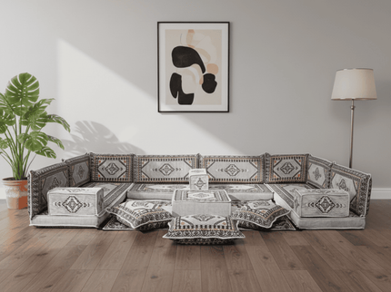 Topkapi U-shaped Arabic floor sofa, Gray 4-inch, photo 1