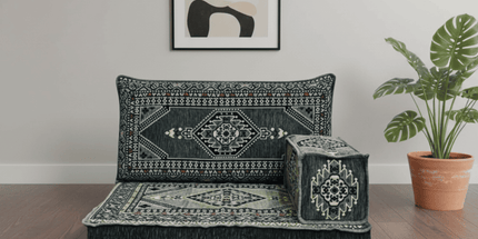 Arabic Half Loveseat Sofa – Gray Half Loveseat with 4 and 8 Inch Cushion Options