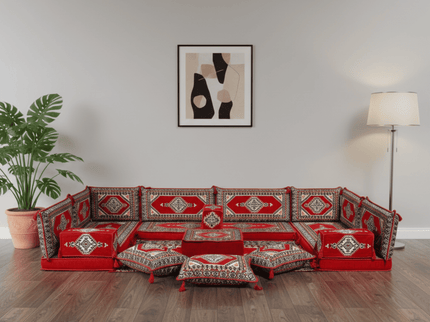 Topkapi U-shaped Arabic floor sofa, Red 4-inch, photo 1