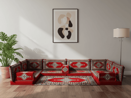 Topkapi U-shaped Arabic floor sofa, Red 4-inch, photo 4