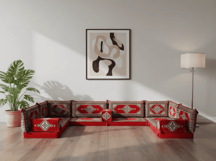 Topkapi U-shaped Arabic floor sofa, Red 4-inch, photo 5