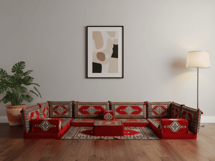 Topkapi U-shaped Arabic floor sofa, Red 4-inch, photo 3